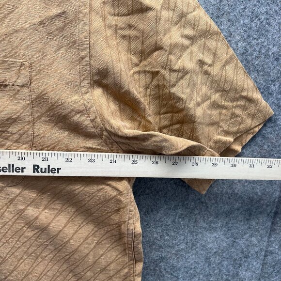 Jhane Barnes Shirt Mens XL Khaki Button Down Tan Beige Silk Linen Dress Pocket - Picture 9 of 11
